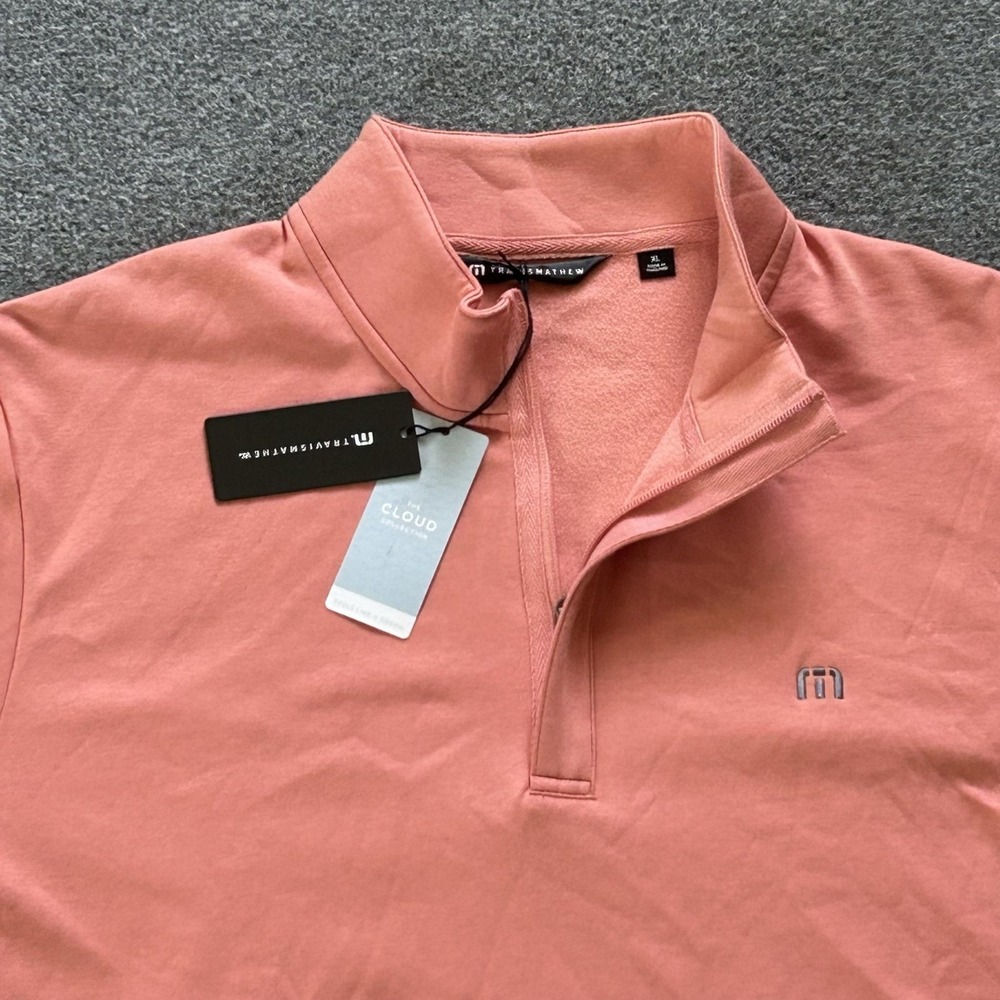 TravisMathew Pullover Mens XL Pink Cloud Quarter Zip Long Sleeve Golf Top